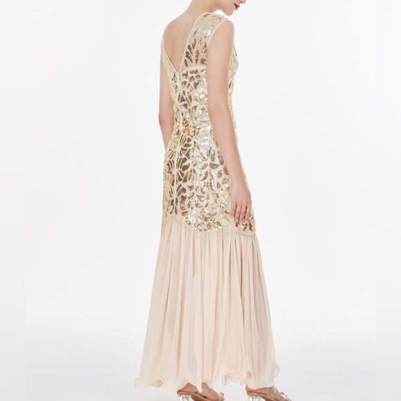 1920 Sequined Embellished Flapper dress gown plus size XXL 18-20 Halloween - Picture 6 of 10